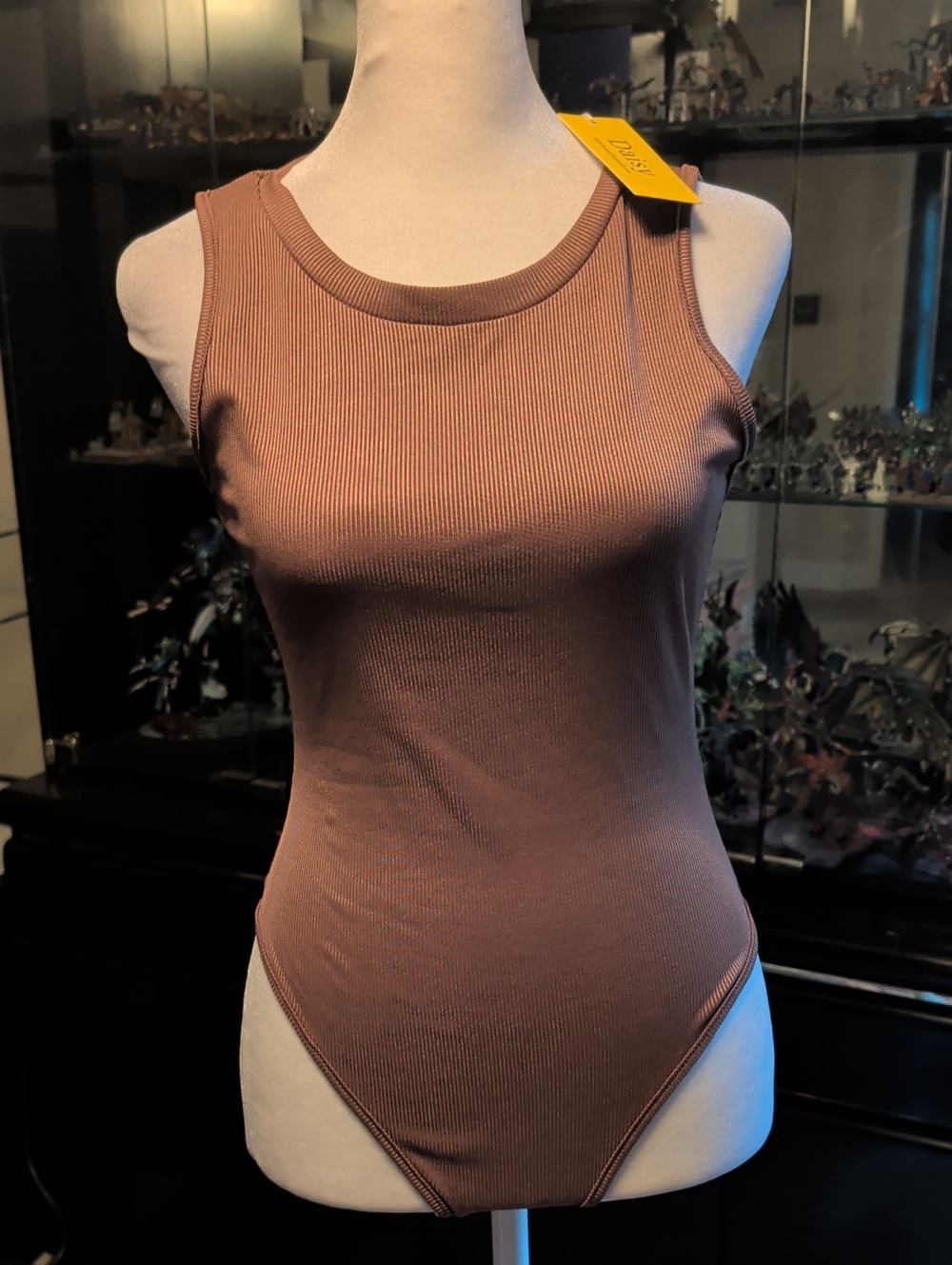 Daisy Sleeveless Ribbed Bodysuit - Mocha